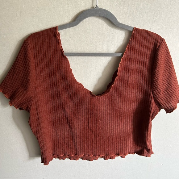 SHEIN Plus V-neck Rib-knit Tee - Picture 6 of 6